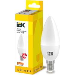 Лампа IEK LED ALFA C35 свеча 10Вт 230В 3000К E14 - фото 13679279