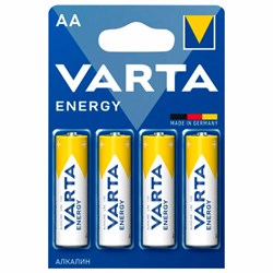 Батарейки алкалиновые "пальчиковые" КОМПЛЕКТ 4 шт., VARTA ENERGY, АА (LR6, 24А), блистер, 4106229414 - фото 13681237