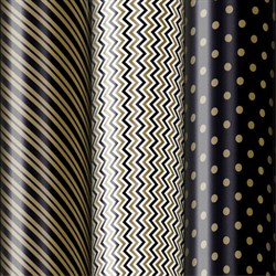 Бумага упаковочная мелованная НАБОР 3 шт., "Golden Pattern", 70х100 см, 3 дизайна, ЗОЛОТАЯ СКАЗКА, 592062 - фото 13681373