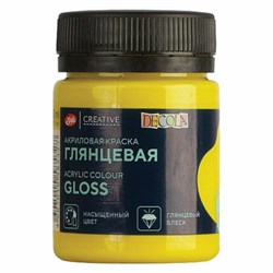 Краска акриловая глянцевая "Декола", банка 50 мл, желтая светлая, Невская Палитра, 2928213 - фото 13686888