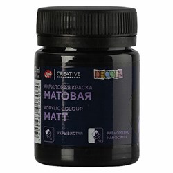 Краска акриловая матовая "Декола", банка 50 мл, черная, Невская Палитра, 14328810 - фото 13686894