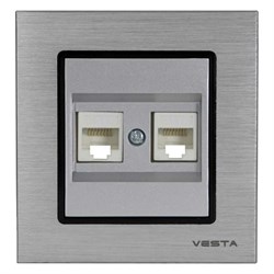 Двойная розетка для сетевого кабеля Vesta Electric Exclusive Silver Metallic - фото 13687725