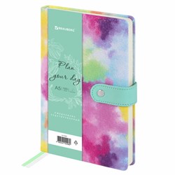 Ежедневник недатированный А5 138х213 мм BRAUBERG "Nebula", под кожу, застежка, 160 л., зелёный микс, 116237 - фото 13694861