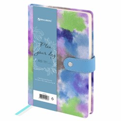 Ежедневник недатированный А5 138х213 мм BRAUBERG "Nebula", под кожу, застежка 160 л., синий микс, 116238 - фото 13694862
