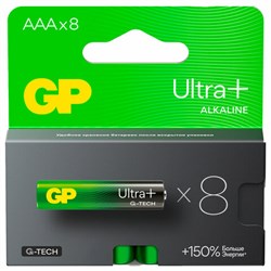 Батарейки КОМПЛЕКТ 8 шт., GP Ultra Plus G-Tech, AAA (LR03), алкалиновые, мизинчиковые, 24AUPA21-2CRB8 - фото 13695210