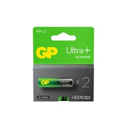 Батарейки КОМПЛЕКТ 2 шт., GP Ultra Plus G-Tech, AA (LR6), алкалиновые, пальчиковые, 15AUPA21-2CRSB2 - фото 13695211