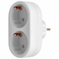 Сетевой тройник DEFENDER TA-03, 2 розетки, c заземлением, белый, 99107 - фото 13695238