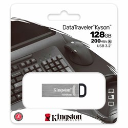 Флеш-диск 128 GB KINGSTON DataTraveler Kyson, разъем USB 3.2, серебряный, DTKN/128GB - фото 13695252