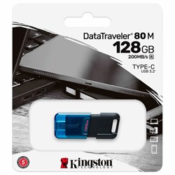 Флеш-диск 128 GB KINGSTON DataTraveler 80 M, разъем Type-C 3.2, черный, DT80M/128GB - фото 13695260