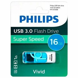 Флеш-диск 16 GB PHILIPS VIVID, разъем USB 3.0, синий, FM16FD00B/97 - фото 13695279
