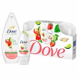 Подарочный набор DOVE "Клубника и лайм": крем-гель для душа 250 мл + антиперспирант шариковый 50 мл - фото 13695598