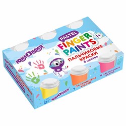 Краски пальчиковые для малышей от 1 года, пастельные цвета, 6 по 60 мл, ЮНЛАНДИЯ, 192569 - фото 13701019