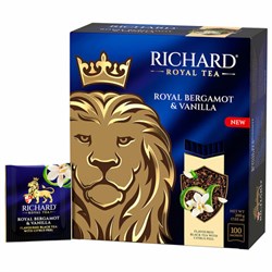 Чай RICHARD "Royal bergamot & vanilla" черный, 100 пакетиков в конвертах по 2 г, 102736 - фото 13701422