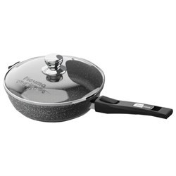 Сковорода 26 см, съемная soft-touch ручка, крышка, антипригарное покрытие, МЕЧТА "Гранит Black", с026802 - фото 13701569