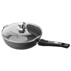 Сковорода 28 см, съемная soft-touch ручка, крышка, антипригарное покрытие, МЕЧТА "Гранит Black", с028802 - фото 13701570