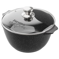 Кастрюля 2 л с жаропрочной крышкой 20 см, антипригарное покрытие, МЕЧТА "Гранит Black", 42802 - фото 13701573