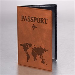 Обложка для паспорта "Passport Map", мягкая экокожа, коричневая, STAFF, 238876 - фото 13705296