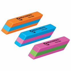 Ластик BRAUBERG "Color", 55х15х13 мм, прямоугольный, скошенный, яркие цвета ассорти, 272671 - фото 13705605