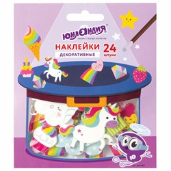 Наклейки из EVA "Единорог и радуга", 24 штуки, ассорти, ЮНЛАНДИЯ, 662685 - фото 13706337