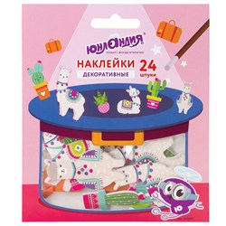 Наклейки из EVA "Ламы и кактус", 24 штуки, ассорти, ЮНЛАНДИЯ, 662687 - фото 13706339