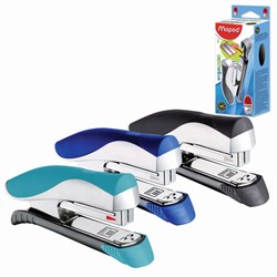 Степлер №24/6, 26/6 MAPED "Ergologic", до 25 листов, с контейнером для скоб, серебристо-бирюзовый, 352513 - фото 13711078
