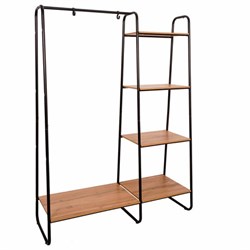 Вешалка-стеллаж "Скандинавия-1", 1470х1100х385 мм, 5 полок, металл/ЛДСП, черная/дуб, ГСС1 Ч - фото 13711312