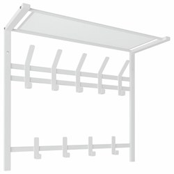 Вешалка настенная с полкой 2 яруса "Торонто-22", 585х670х270 мм, 9 крючков, металл, белая, ВСПТ22 Б - фото 13711321