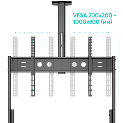 ONKRON стойка для телевизора с кронштейном 60"-120", мобильная, чёрная TS2080 - фото 13711384