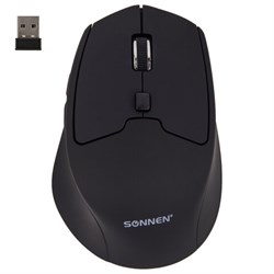 Мышь беспроводная SONNEN V33, USB, 800/1200/1600 dpi, 6 кнопок, оптическая, черная, SOFT TOUCH, 513517 - фото 13714970