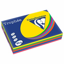 Бумага цветная CLAIREFONTAINE, А4, 80 г/м2, 500 л. (5 цветов x 100 л.), микс интенсив, Франция, 1704SC - фото 13743177