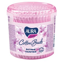 Ватные палочки КОМПЛЕКТ 200 шт., AURA, пластиковый стакан, 20803, 13144 - фото 13743256