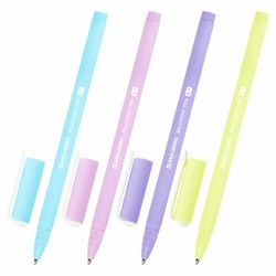 Ручка шариковая BRAUBERG SOFT TOUCH STICK "PASTEL" СИНЯЯ, мягкое покрытие, корпус ассорти, узел 0,7 мм, 143698 - фото 13743419