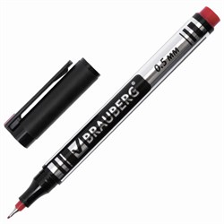 Маркер перманентный BRAUBERG "Jet", КРАСНЫЙ, супертонкий металлический наконечник 0,5 мм, 150509 - фото 13743475