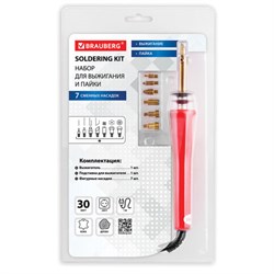 Набор для выжигания и пайки BRAUBERG, 7 насадок, красный, в блистере, 150620 - фото 13743480