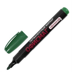 Маркер перманентный ОФИСМАГ, ЗЕЛЕНЫЙ, круглый наконечник, 3 мм, с клипом, 151200 - фото 13743496