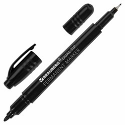 Маркер перманентный двусторонний BRAUBERG DUO, ЧЕРНЫЙ, наконечники 0,7/1 мм, 152210 - фото 13743556