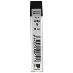 Грифели запасные 0,5 мм, B, KOH-I-NOOR, КОМПЛЕКТ 12 шт., 4152/B, 415200B005PKRU - фото 13743617