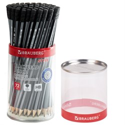 Карандаш чернографитный BRAUBERG "Style", 1 шт., HB, с ластиком, корпус черно-серый, 181717 - фото 13743643