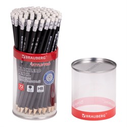 Карандаш чернографитный BRAUBERG "Style PRO", 1 шт., HB, с ластиком, корпус черный, 181723 - фото 13743645