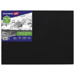 Холст черный на картоне (МДФ), 18х24 см, грунт, хлопок, мелкое зерно, BRAUBERG ART CLASSIC, 191677 - фото 13743750