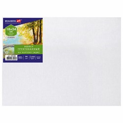 Холст на картоне (МДФ), 18х24 см, 280 г/м2, грунтованный, 100% хлопок, BRAUBERG ART CLASSIC, 192180 - фото 13743767
