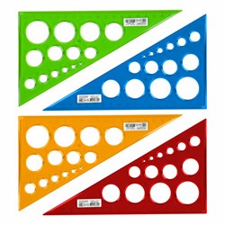 Треугольник пластиковый 30х19 см, ПИФАГОР, с окружностями, прозрачный, тонированный, 210793 - фото 13743987