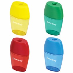 Точилка BRAUBERG "Diamond", с контейнером, овальная, в дисплее, ассорти, 222491 - фото 13744034