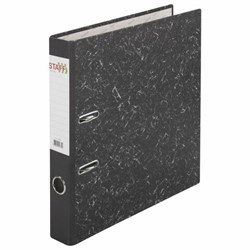 Папка-регистратор STAFF "EVERYDAY" с мраморным покрытием, 50 мм, без уголка, черный корешок, 224615 - фото 13744065