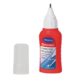 Ручка-корректор + корректирующая жидкость BRAUBERG, 12 мл, 2 в 1: металлический наконечник + кисточка, 225217 - фото 13744096