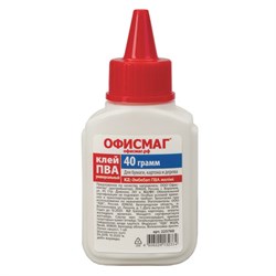 Клей ПВА ОФИСМАГ (бумага, картон, дерево), 45 г, РОССИЯ, 225760 - фото 13744102