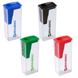 Точилка BRAUBERG "Assistant", с контейнером, пластиковая, корпус ассорти, 228451 - фото 13744210