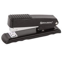 Степлер №24/6, 26/6 металлический BRAUBERG "Office", до 30 листов, черный, 228611 - фото 13744221
