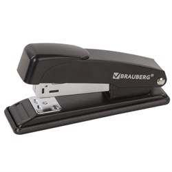 Степлер №24/6, 26/6 металлический BRAUBERG "Office", до 20 листов, черный, 228614 - фото 13744224
