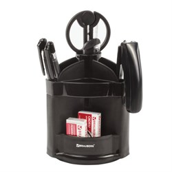 Канцелярский набор BRAUBERG "Офисный 100", 10 предметов, вращающаяся конструкция, черный, блистер, 236949 - фото 13744443